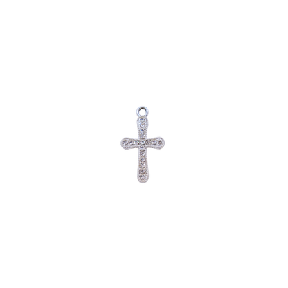 Silver Crystal Cross Charm