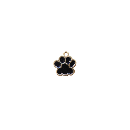 Gold & Black Puppy Paw Print Charm