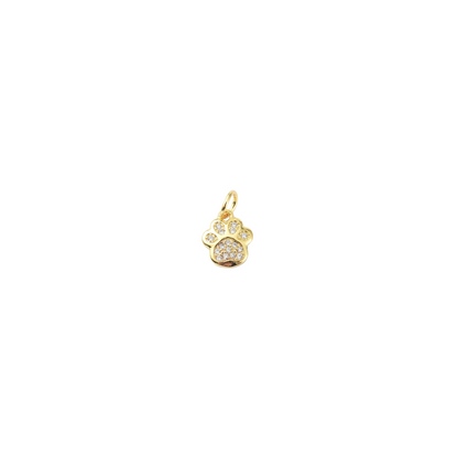 Gold Cubic Zirconia Paw Print Charm