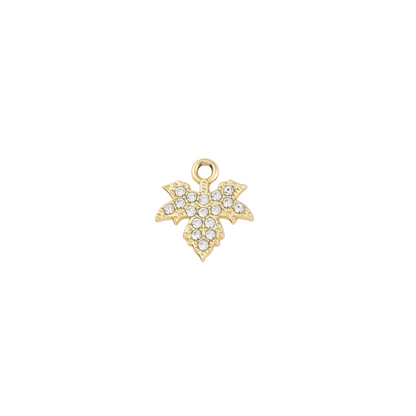 Gold Rhinestone Leaf Charm