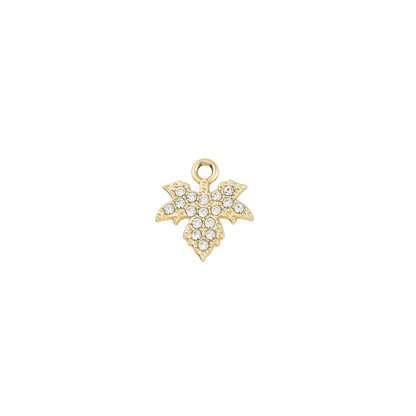 Gold Rhinestone Leaf Charm