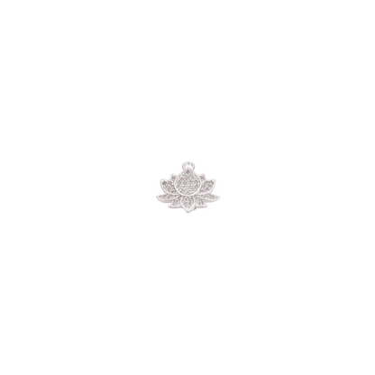 Silver Pave Lotus Flower Charm