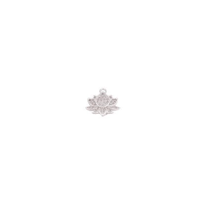 Silver Pave Lotus Flower Charm