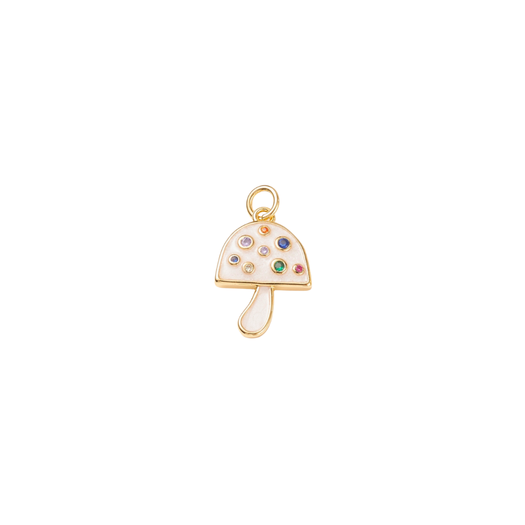 Gold & Pearlescent Embellished Mushroom Charm
