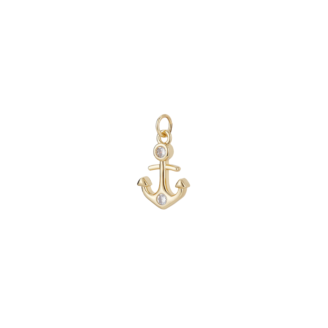 Transparent view of the Gold Nautical Anchor with Cubic Zirconia Charm