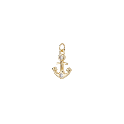 Transparent view of the Gold Nautical Anchor with Cubic Zirconia Charm