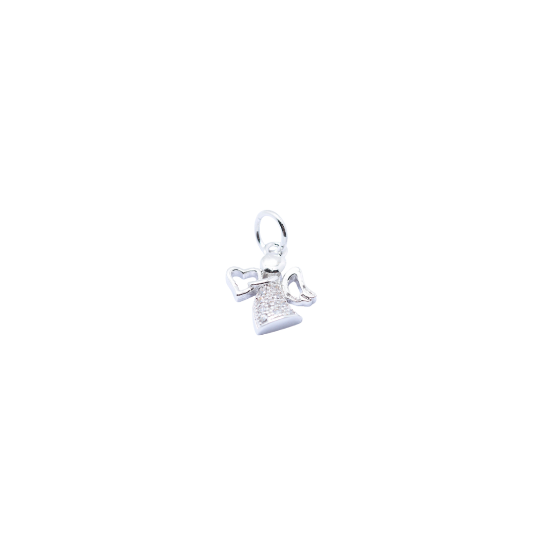 Transparent view of the Silver Guardian Angel with Cubic Zirconia Heart Charm