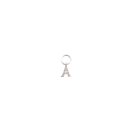 Silver Micro Pave Clear Cubic Zirconia Letter Charms