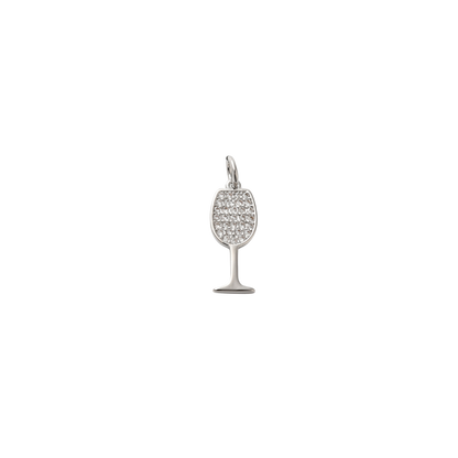 Transparent view of the Silver Cubic Zirconia Wine Glass Charm