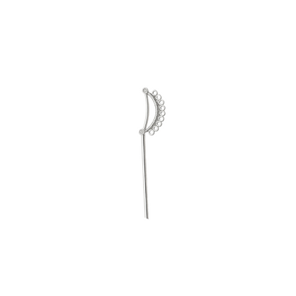 Side view of the Silver Cascade Circle Hair Stick