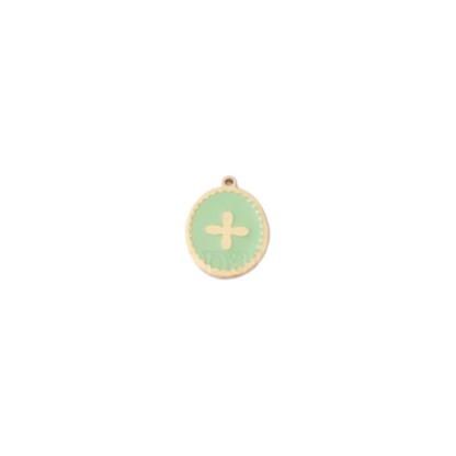 Transparent view of the Gold Oval Cross Charm | Assorted | Green
