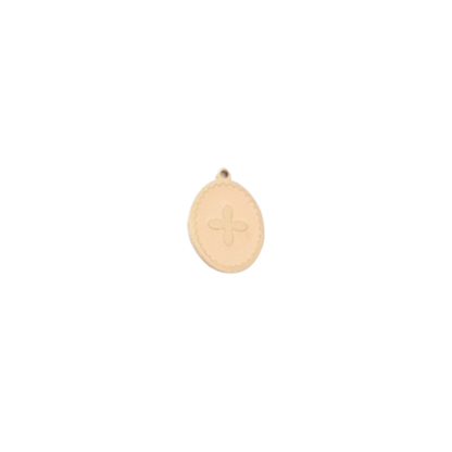 Transparent view of the Gold Oval Cross Charm | Assorted | Beige