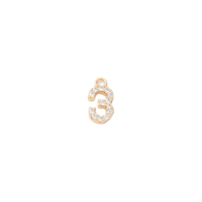Gold Pave Number Charms