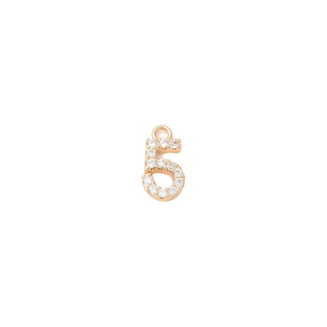 Gold Pave Number Charms