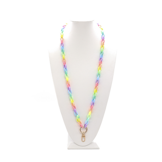 Pastel Rainbow Lanyard Charm Necklace