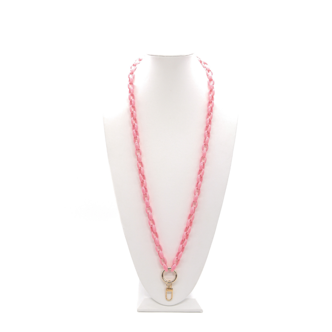 Pastel Pink Lanyard Charm Necklace