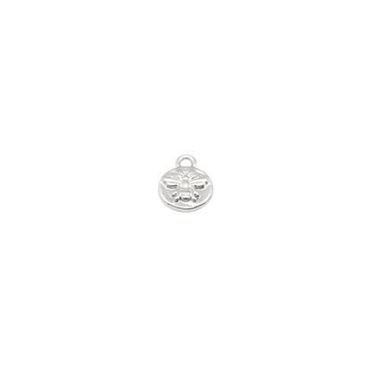 Front view of the Silver Round Bee Charm