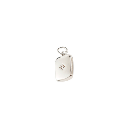 Silver Star Embossed Rectangle Charm