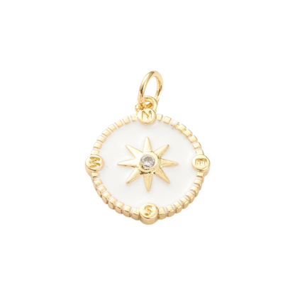 Gold pendant with star design on a white background