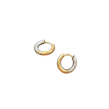 transparent photo of gold and silver earrings on white background