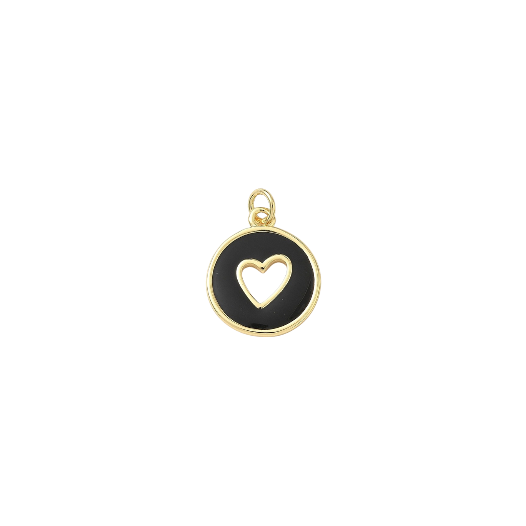 Gold Midnight Heart Medallion Charm