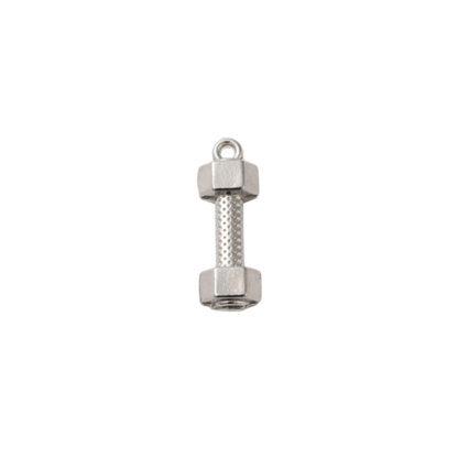 Metallic hex nut on a white background