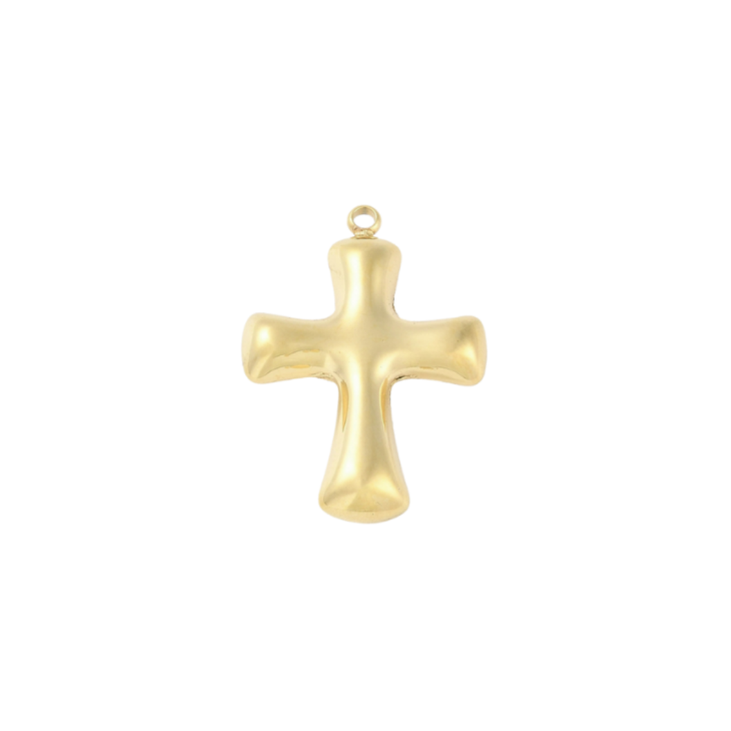 Gold Bubble Cross Charm