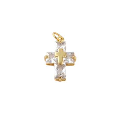 Gold Cubic Zirconia Cross Charm