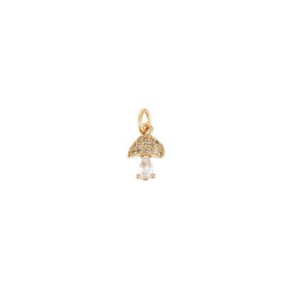 Gold Teardrop Crystal Mushroom Charm