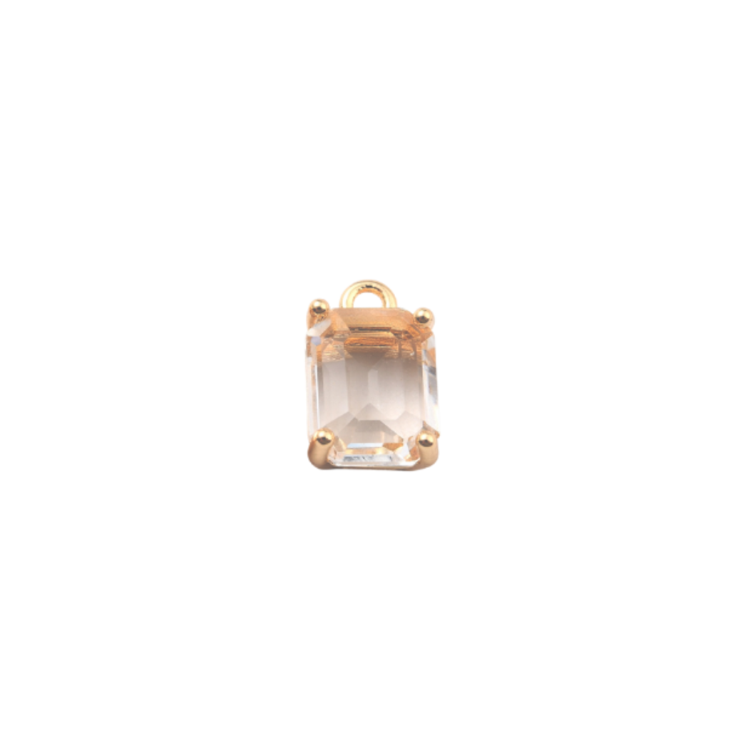 Gold Glass Emerald Cut Charm