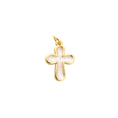 Gold White Cross Charm