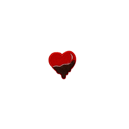 Red heart-shaped object on a white background