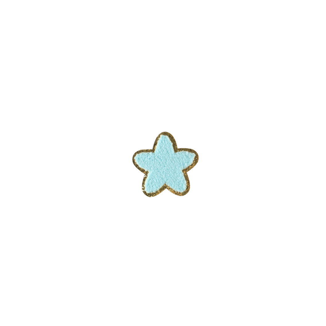 Blue star-shaped object on a white background
