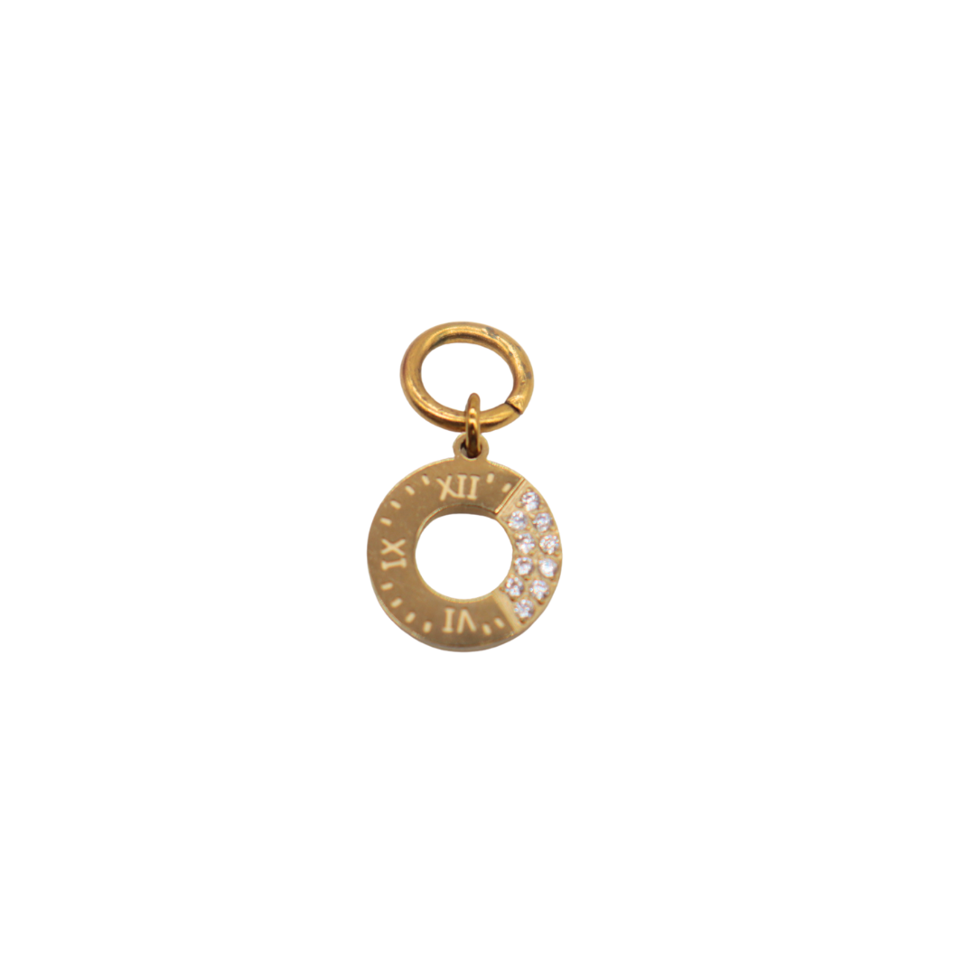 Gold Roman Radiance Ring with Cubic Zirconia Charm