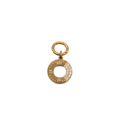 Gold Roman Radiance Ring with Cubic Zirconia Charm | Waterproof Stainless Steel on transparent background