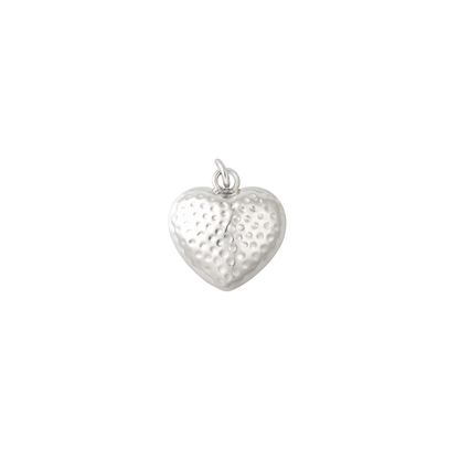 Silver heart-shaped pendant on a white background