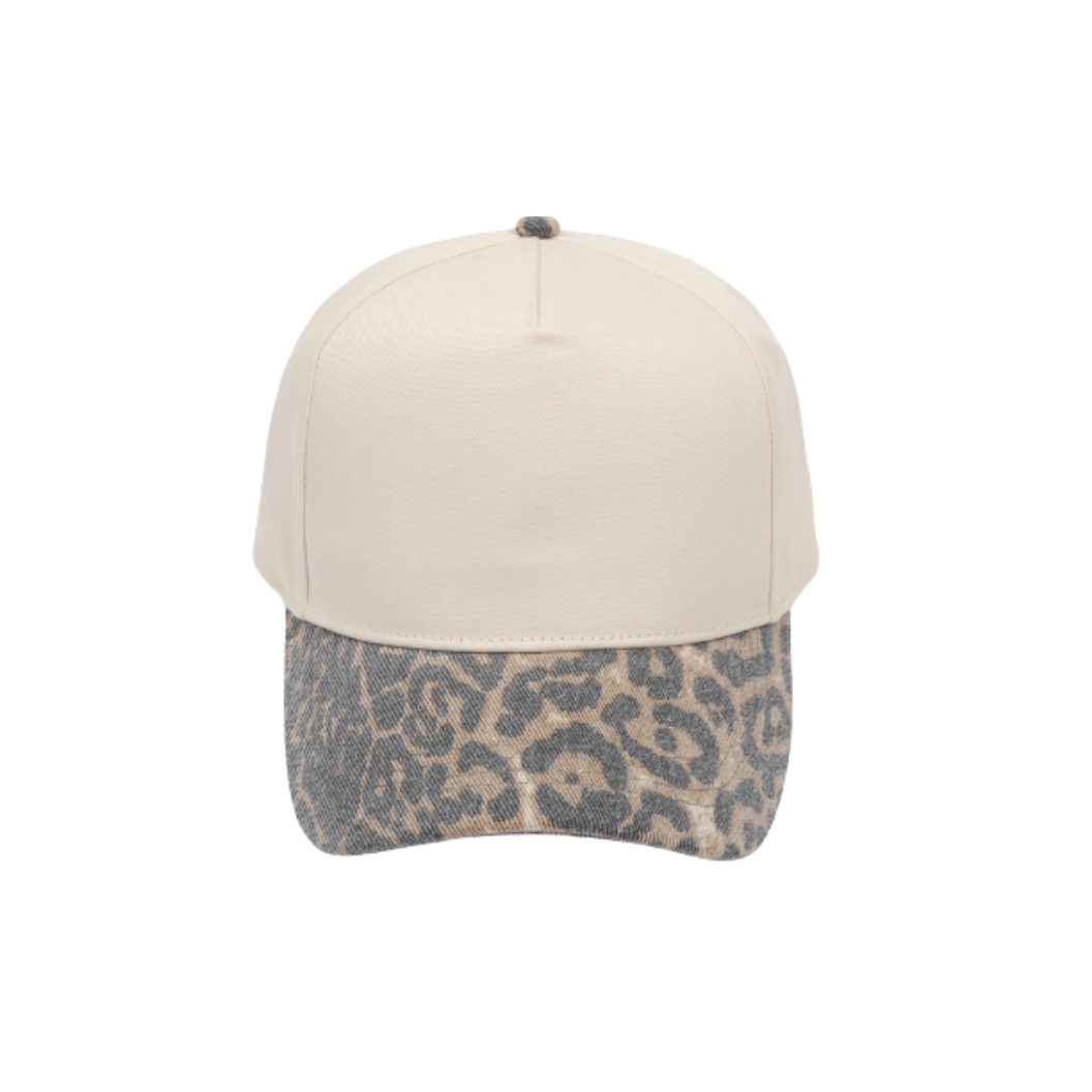 CB Hat Bar - Leopard Brim Two-Tone Baseball Cap