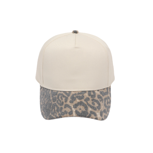 CB Hat Bar - Leopard Brim Two-Tone Baseball Cap