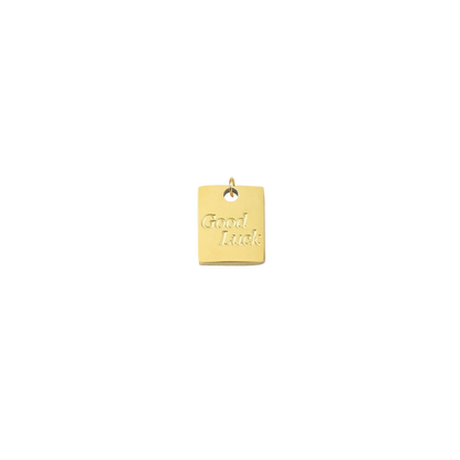 Gold Good Luck Square Charm | Waterproof Stainless Steel on transparent background 