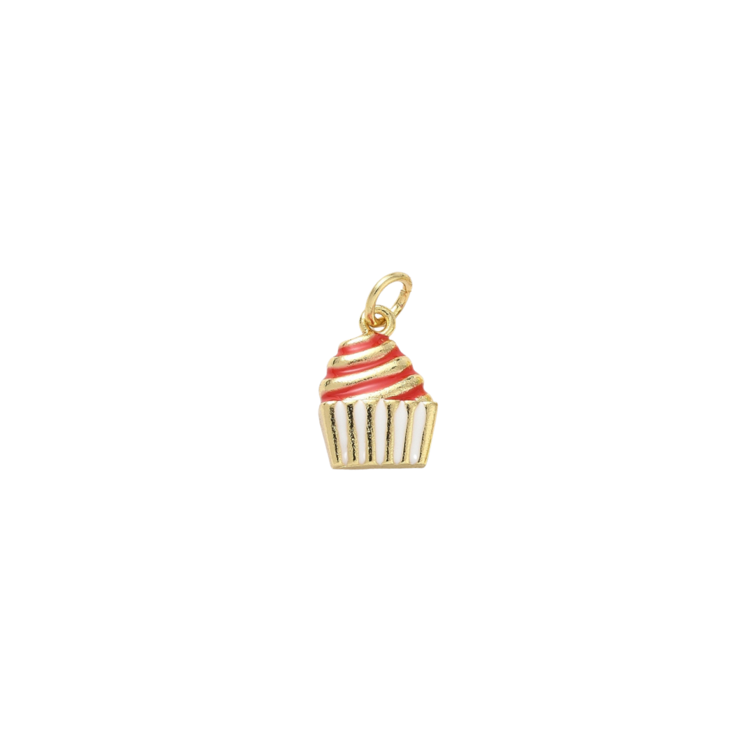 Gold Frosted Swirl Cupcake Charm