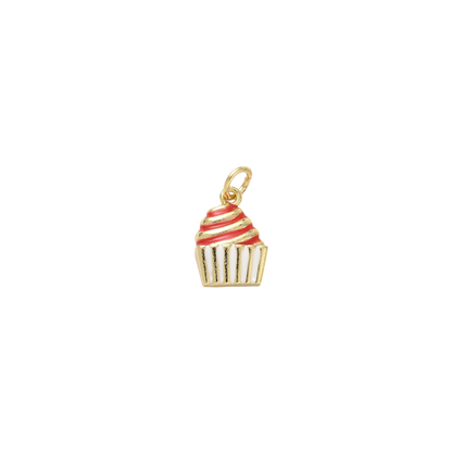 Gold Frosted Swirl Cupcake Charm