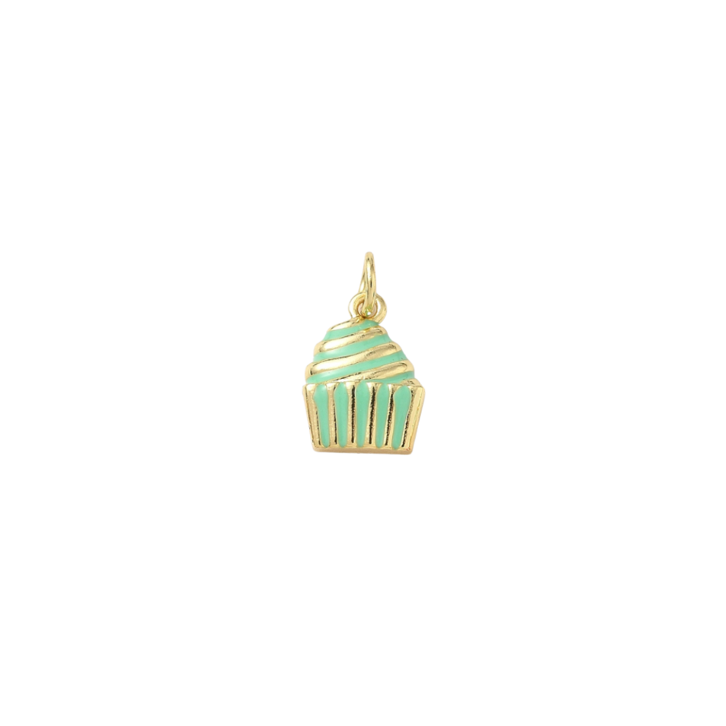 Gold Frosted Swirl Cupcake Charm