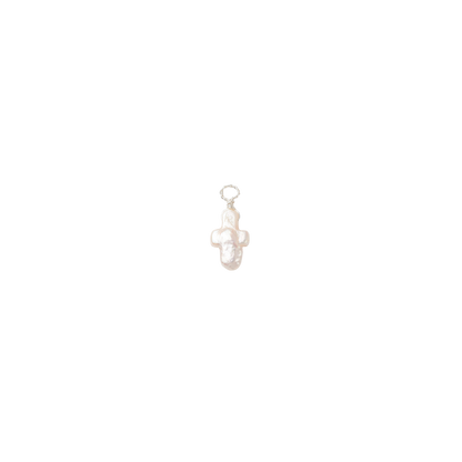 Silver Keshi Pearl Cross Charm