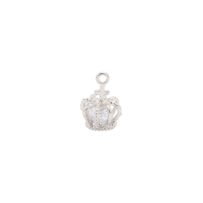 Silver crown-shaped pendant on a white background