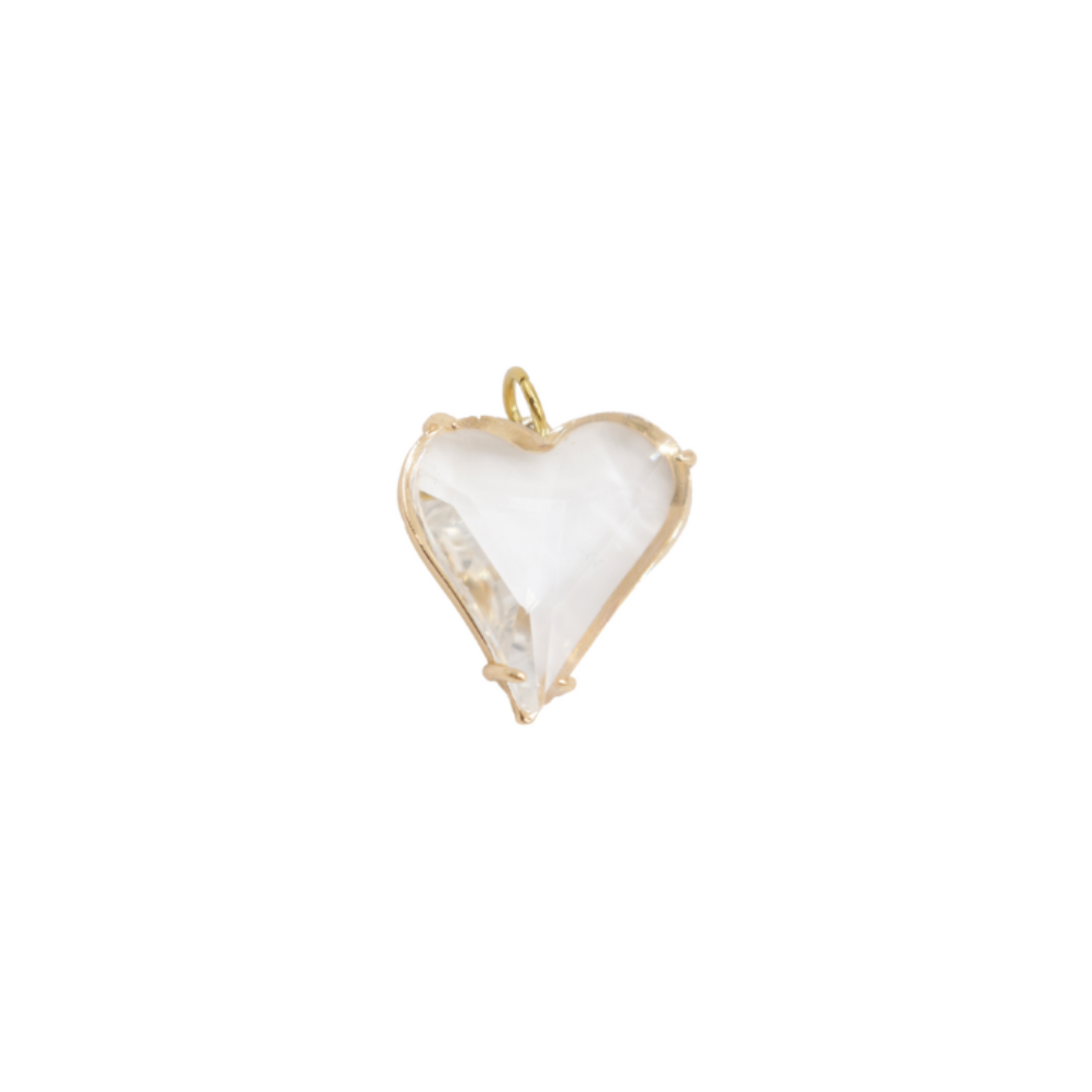 Gold Framing Glass Heart Pendant Charm