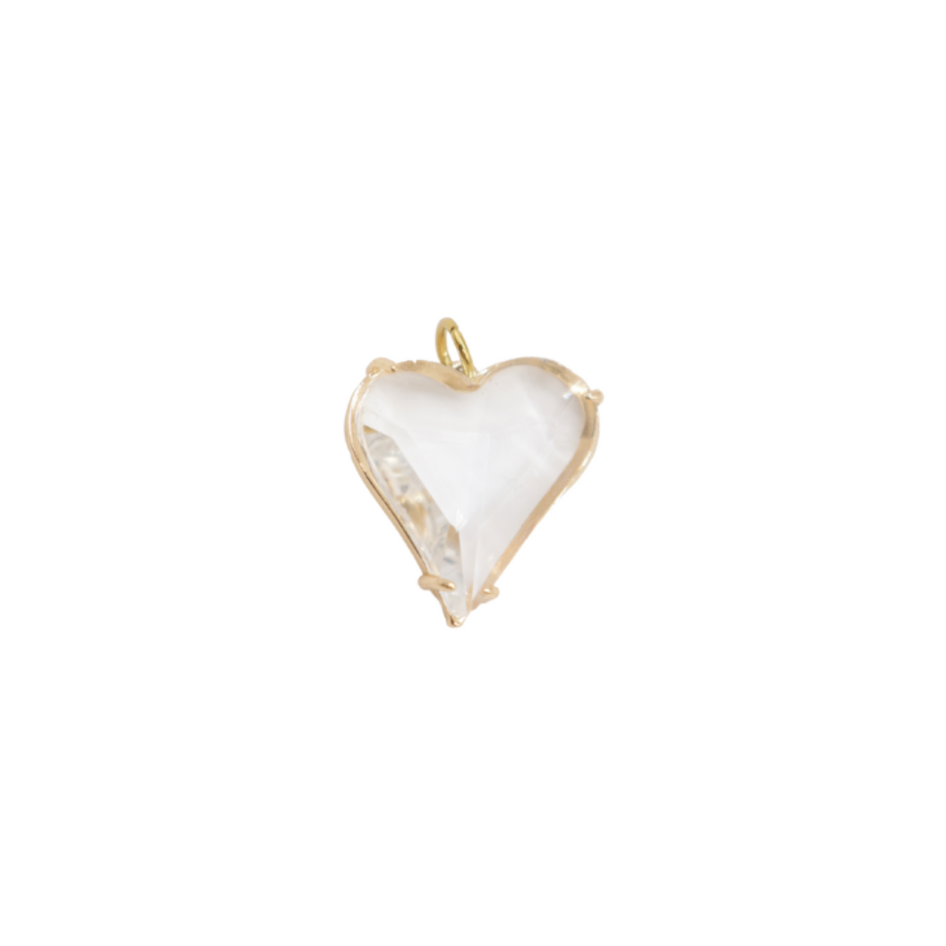 Gold Framing Glass Heart Pendant Charm