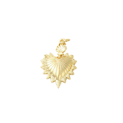 Gold Burning Love Heart Charm