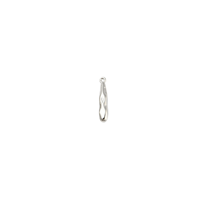 Silver hoop earring on a white background