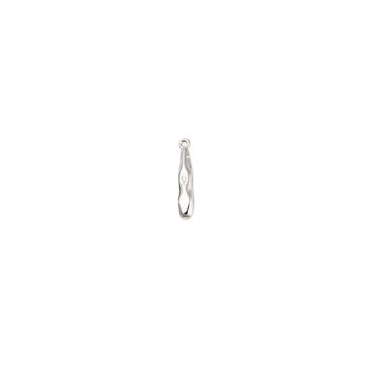 Silver hoop earring on a white background