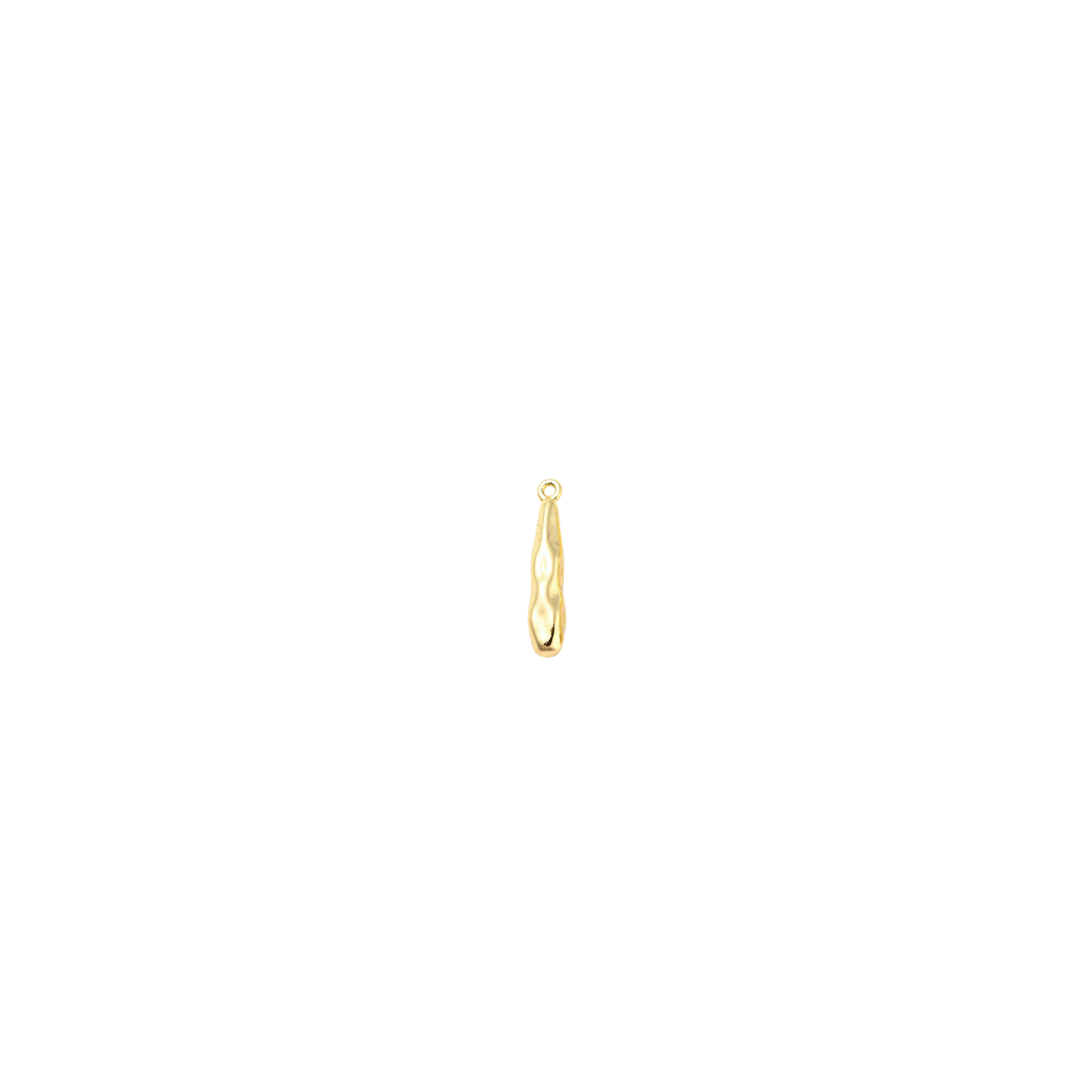 Gold hoop earring on a white background